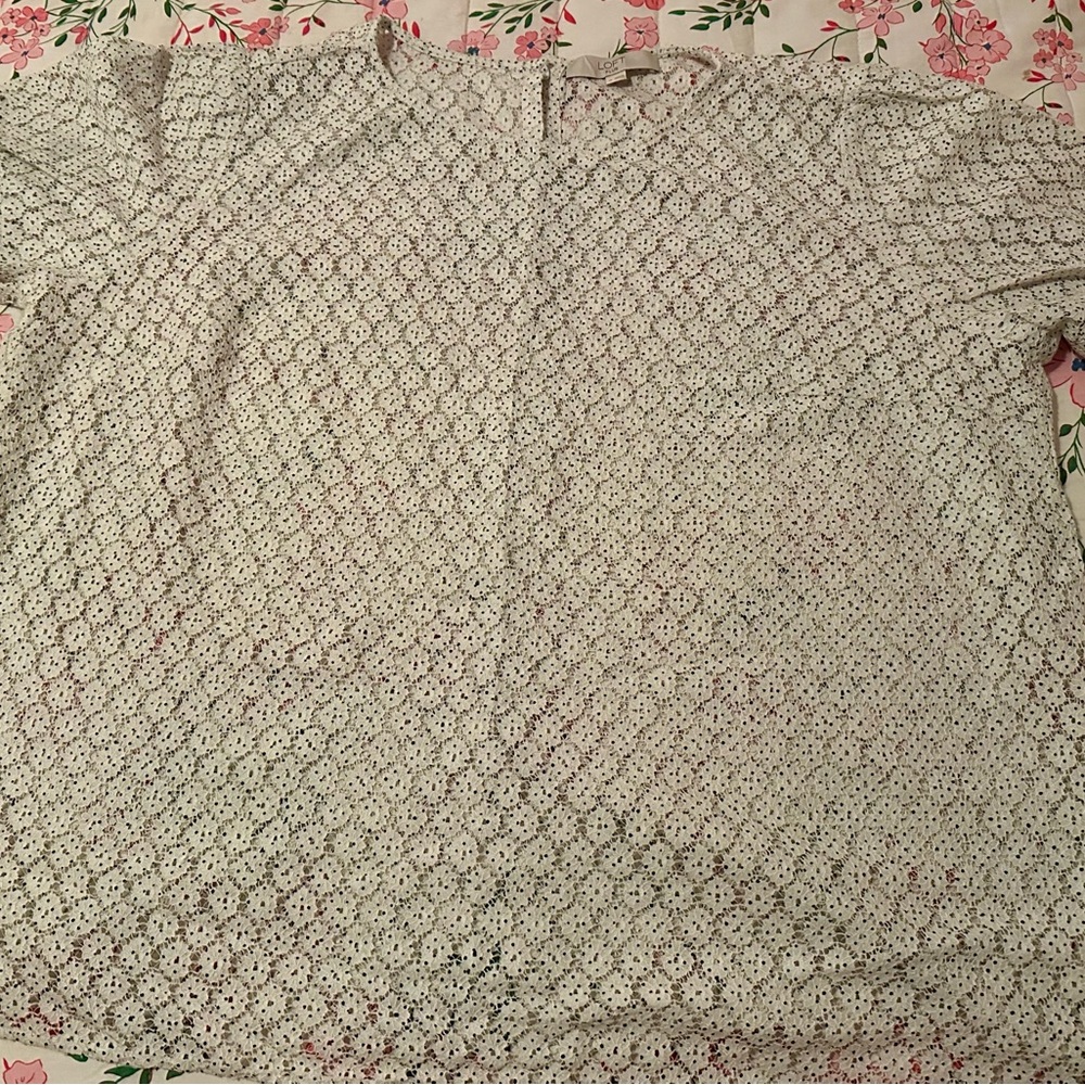 Loft White Lace Blouse Size 18